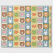 かわいい動物パッチワーク包装紙 ラッピングペーパー (フラット)