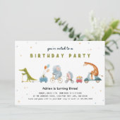 かわいい動物パレードパーティー誕生日 招待状 (スタンド正面)