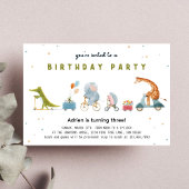 かわいい動物パレードパーティー誕生日 招待状