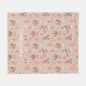 かわいい動物パンケーキ工場ブラウン名前をカスタムする フリースブランケット (正面(横))