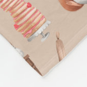 かわいい動物パンケーキ工場ブラウン名前をカスタムする フリースブランケット (角)