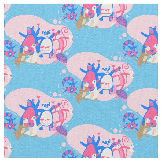 かわいい動物パーティー自撮おもしろい影 ファブリック (クローズアップ)