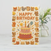 かわいい動物パーティー誕生日カード (スタンド正面)