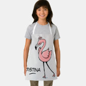 かわいい動物ピンクのフラミンゴの名前パーソナライズされたの子供 エプロン (インサイチュ)