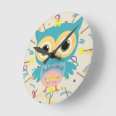 かわいい動物フクロウヴィンテージキッズ子供部屋パステルガール ラウンド壁時計 (傾斜)