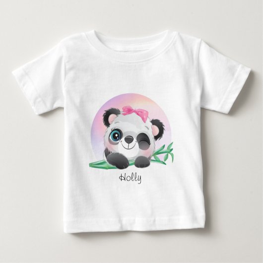 かわいい動物フレンドリーパンダ竹 ベビーTシャツ (正面)