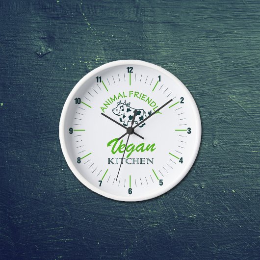 かわいい動物フレンドリービーガンキッチンカウウォール 壁時計