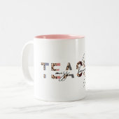 かわいい動物プリント&ピンク先生名珈琲マグカップ ツートーンマグカップ (正面左)