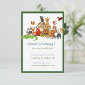 かわいい動物ベビー誕生日パーティー 招待状 (スタンド正面)