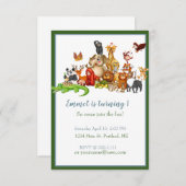 かわいい動物ベビー誕生日パーティー 招待状 (正面/裏面)