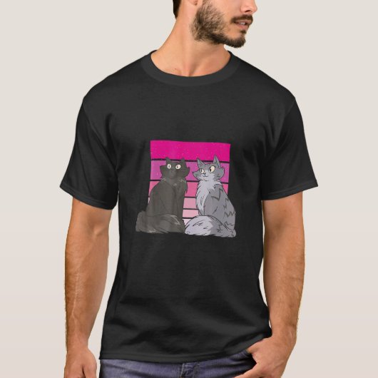 かわいい動物ペア猫 Tシャツ (正面)