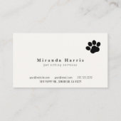 かわいい動物ペットシッタードッグウォーカー 名刺 (裏面)