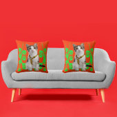 かわいい動物ペット猫クールライムとオレンジモダン クッション