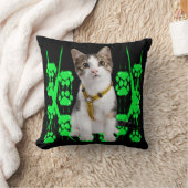 かわいい動物ペット猫クールライムと黒モダン クッション (ブランケット)