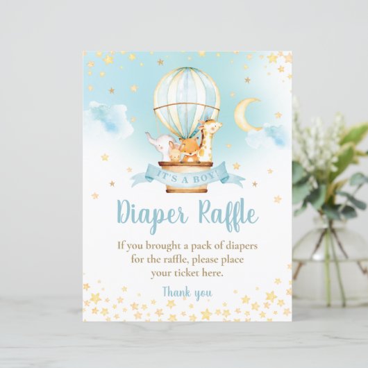 かわいい動物ホットエアバルーンおむつラッフルサイン (スタンド正面)