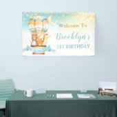 かわいい動物ホットエアバルーン誕生日バックドロップ 横断幕 (トレードショー)