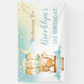 かわいい動物ホットエアバルーン誕生日バックドロップ 横断幕 (縦)