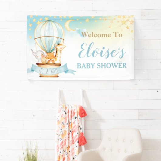 かわいい動物ホットエアバルーン赤ちゃんシャワーへようこそ 横断幕 (インサイチュ)
