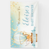 かわいい動物ホットエアバルーン赤ちゃんシャワーへようこそ 横断幕 (縦)