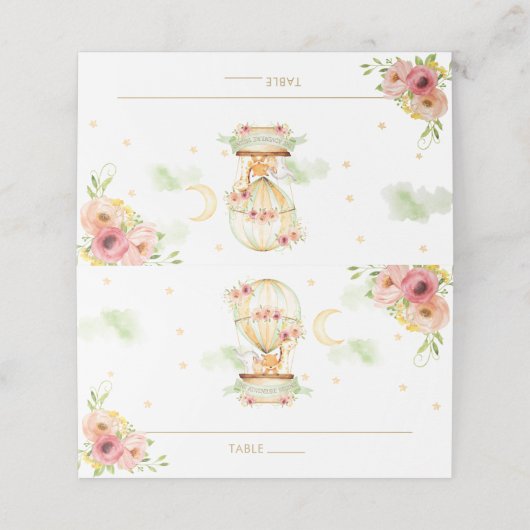 かわいい動物ホットエアバルーン赤ちゃんシャワー誕生日 プレイスカード (外部開封)