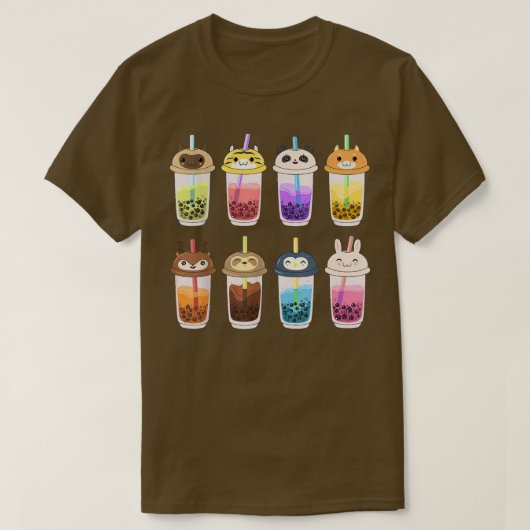 かわいい動物ボバかわいいかわいいバブルティー Tシャツ (デザイン正面)