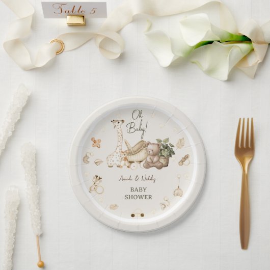かわいい動物ボホ子供部屋植物赤ちゃんシャワー ペーパープレート (ウェディング)