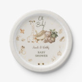 かわいい動物ボホ子供部屋植物赤ちゃんシャワー ペーパープレート (正面)