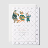 かわいい動物ミュージックバンド誕生日 ベラム紙招待状 (オフセット (招待状))