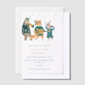 かわいい動物ミュージックバンド誕生日 ベラム紙招待状 (オフセット)