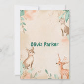 かわいい動物モチーフの水彩ベビーシャワー 招待状 (裏面)