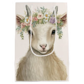 かわいい動物ヤギぼう水彩色 ミディアムペーパーバッグ (裏面)