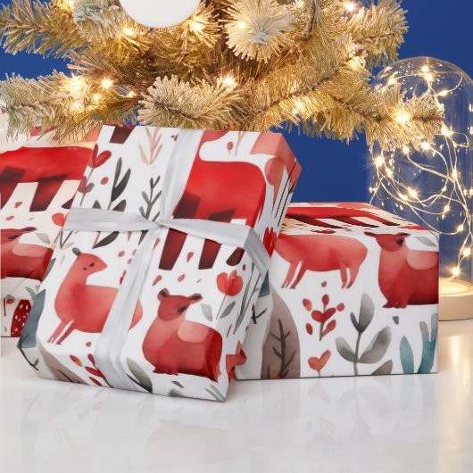 かわいい動物ラッピング紙 ラッピングペーパー (クリスマス)