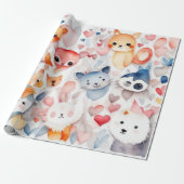 かわいい動物ラッピング紙 ラッピングペーパー (アンロールド)