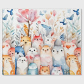 かわいい動物ラッピング紙 ラッピングペーパー (フラット)