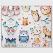かわいい動物ラッピング紙 ラッピングペーパー (フラット)