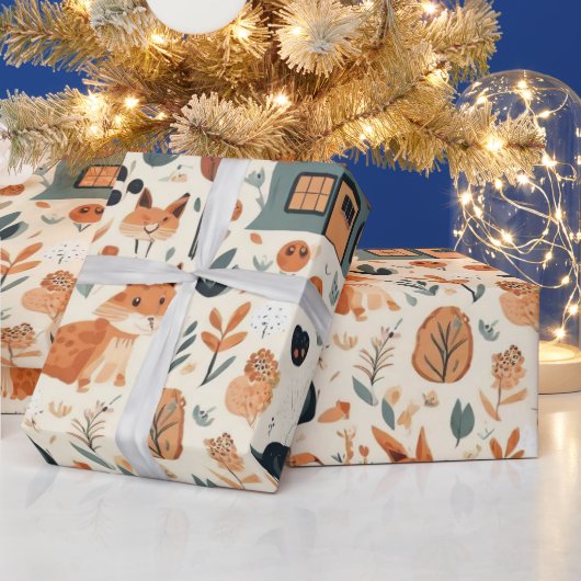 かわいい動物ラッピング紙 ラッピングペーパー (クリスマス)