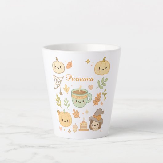 かわいい動物ラテマグカップ – 名前をカスタムするかわいいコーヒー カフェラテマグ (正面)