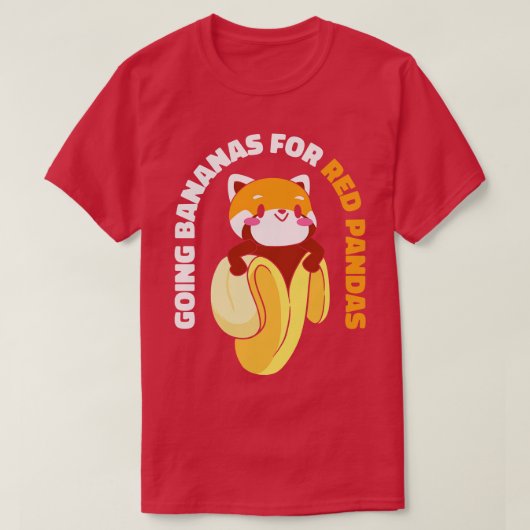 かわいい動物レッドパンダバナナフルーツ野生動物グルメ Tシャツ (デザイン正面)