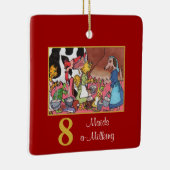 かわいい動物及びタイポグラフィを搾り出している8人の女中 セラミックオーナメント (右)