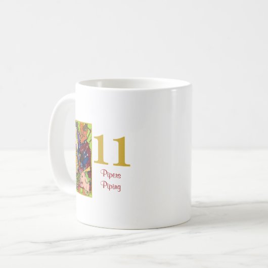 かわいい動物及びタイポグラフィを配管している11人のパイパー コーヒーマグカップ (正面左)