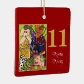 かわいい動物及びタイポグラフィを配管している11人のパイパー セラミックオーナメント (右)