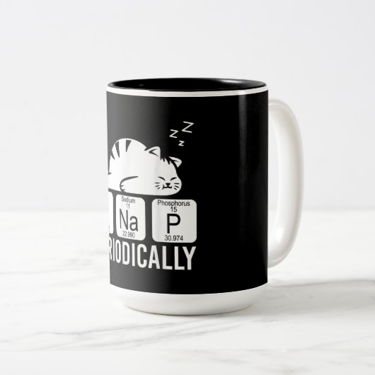 かわいい動物周期表化学おもしろい猫 ツートーンマグカップ (正面右)