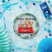 かわいい動物園のジャングルファームトラックボーイバースデーパーティー ペーパープレート (パーティー)