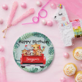 かわいい動物園のジャングルファームトラックボーイバースデーパーティー ペーパープレート (パーティー)