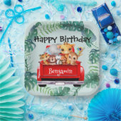 かわいい動物園のジャングルファームトラックボーイバースデーパーティー ペーパープレート (パーティー)