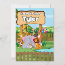 かわいい動物園の動物の子供の誕生日パーティー