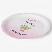 かわいい動物園の動物アークピンクの赤ちゃんシャワー ペーパープレート (アングル)