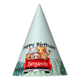 かわいい動物園ジャングルファームトラックトラクターボーイ誕生日ペ パーティーハット