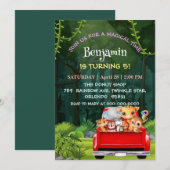 かわいい動物園ジャングルファームトラックトラクターボーイ誕生日 招待状 (正面/裏面)