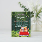 かわいい動物園ジャングル農場トラックトラクター少年誕生日 ポストカード (スタンド正面)